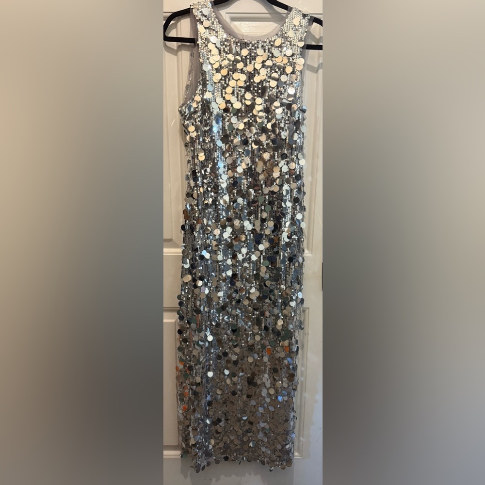 Petal & Pup Silver Sequin Maxi Dress